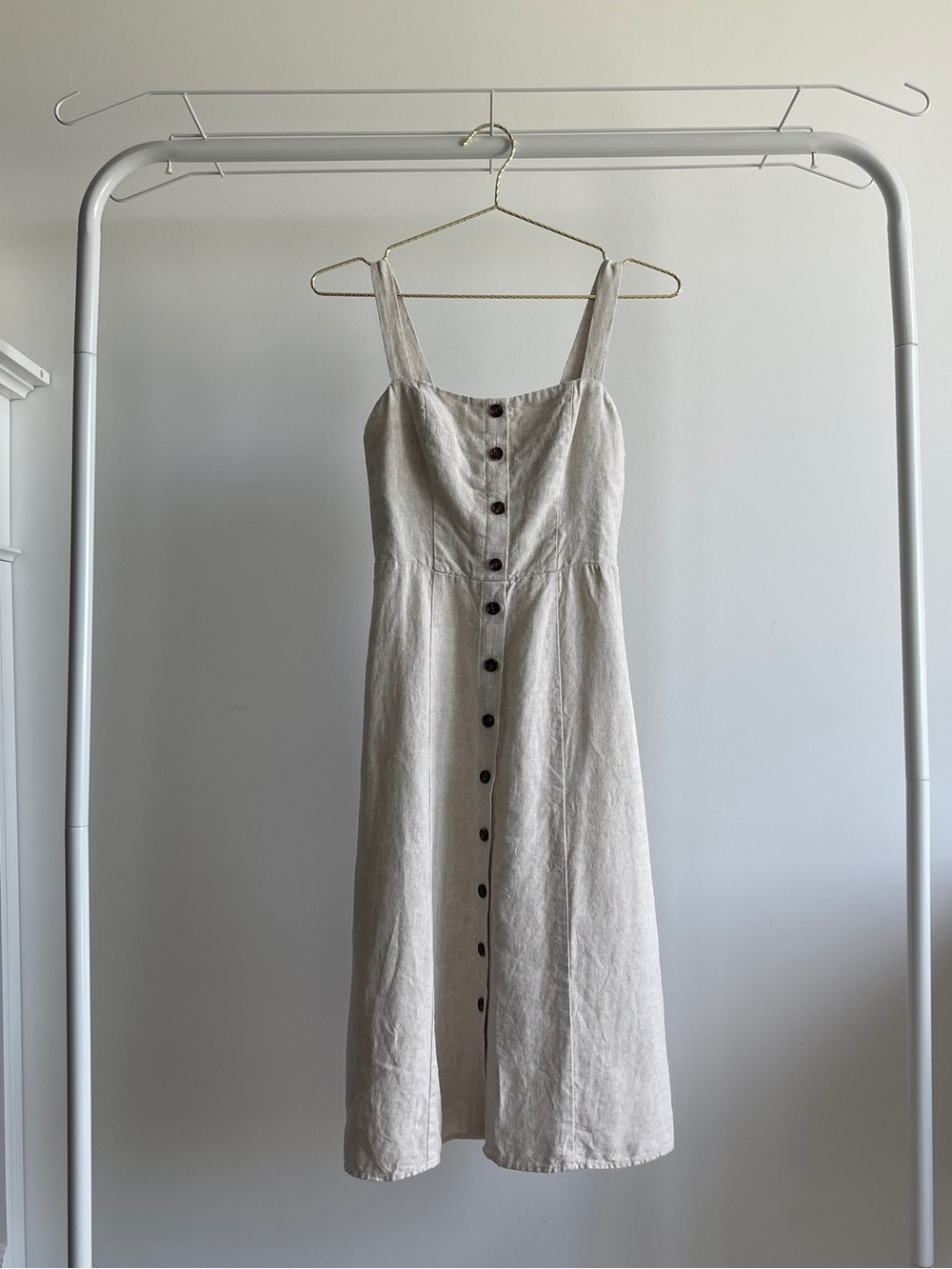 Reformation Button-front Beige Linen Dress